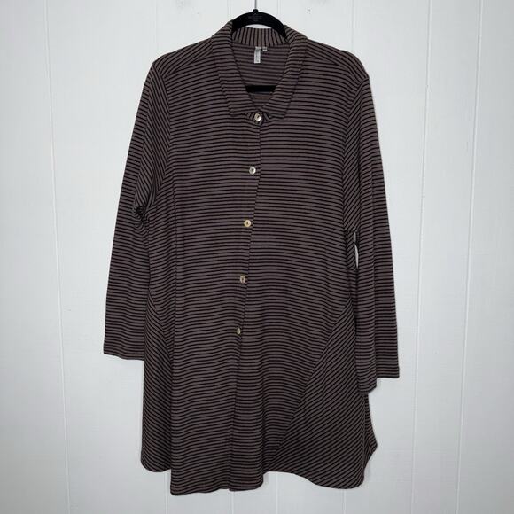 Kleen Women’s Striped Cardigan Tunic Top Lagen Look Size XL - Picture 1 of 6